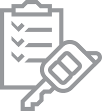 graphic icon of a car key and a clipboard to represent Straight-N-Paint's collision repair assessments in Rangiora