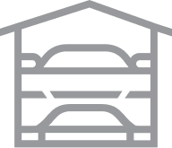 graphic icon of a car in a garage to represent Straight-N-Paint's vehicle pick up/drop off service in Rangiora